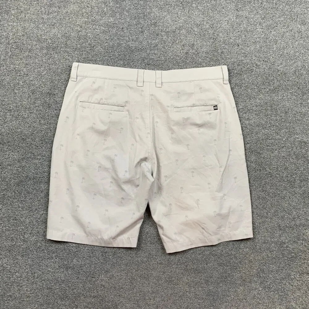 Travis Mathew Shorts Mens 35 Light Gray Resort To This Golf Palm Tree Motif